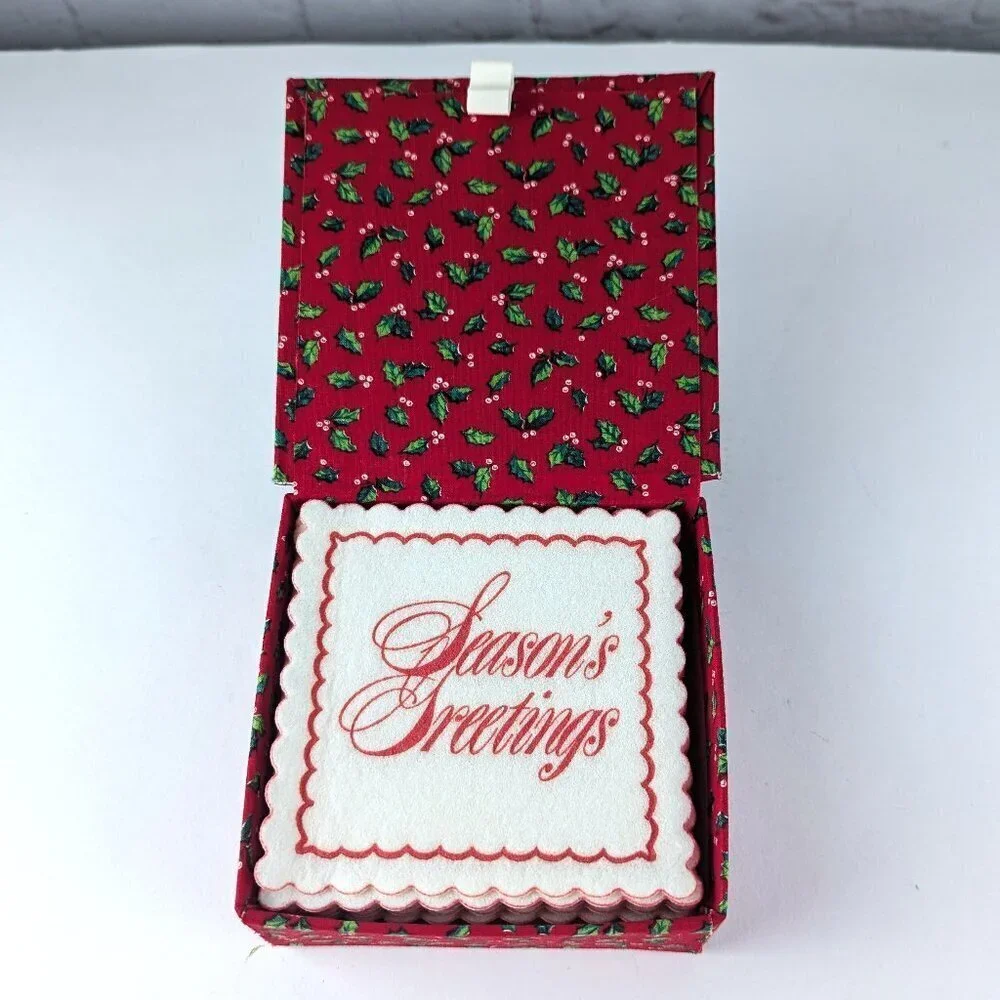 Vintage Renner Davis Christmas Party Coasters w/ Box